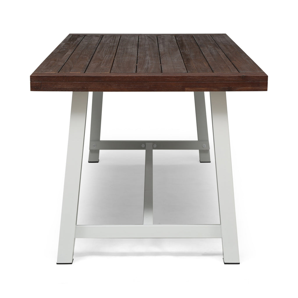 Equilibrium Outdoor Dining Table with Slat Top, Dark Brown