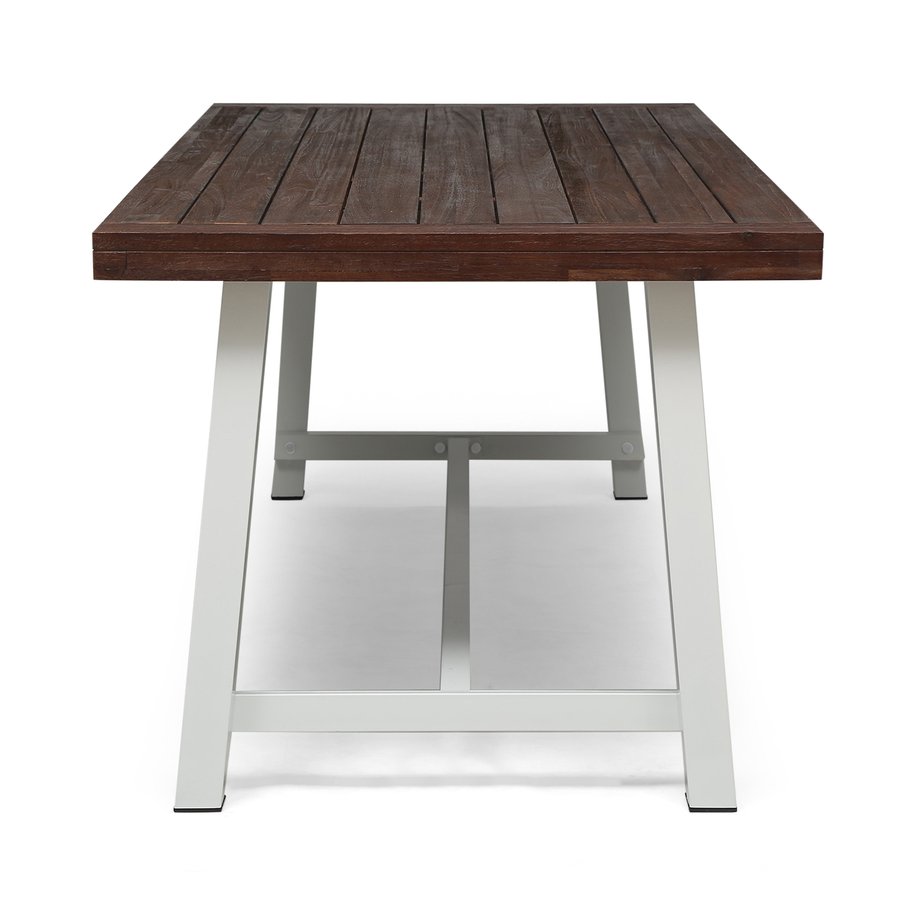 Equilibrium Outdoor Dining Table with Slat Top, Dark Brown