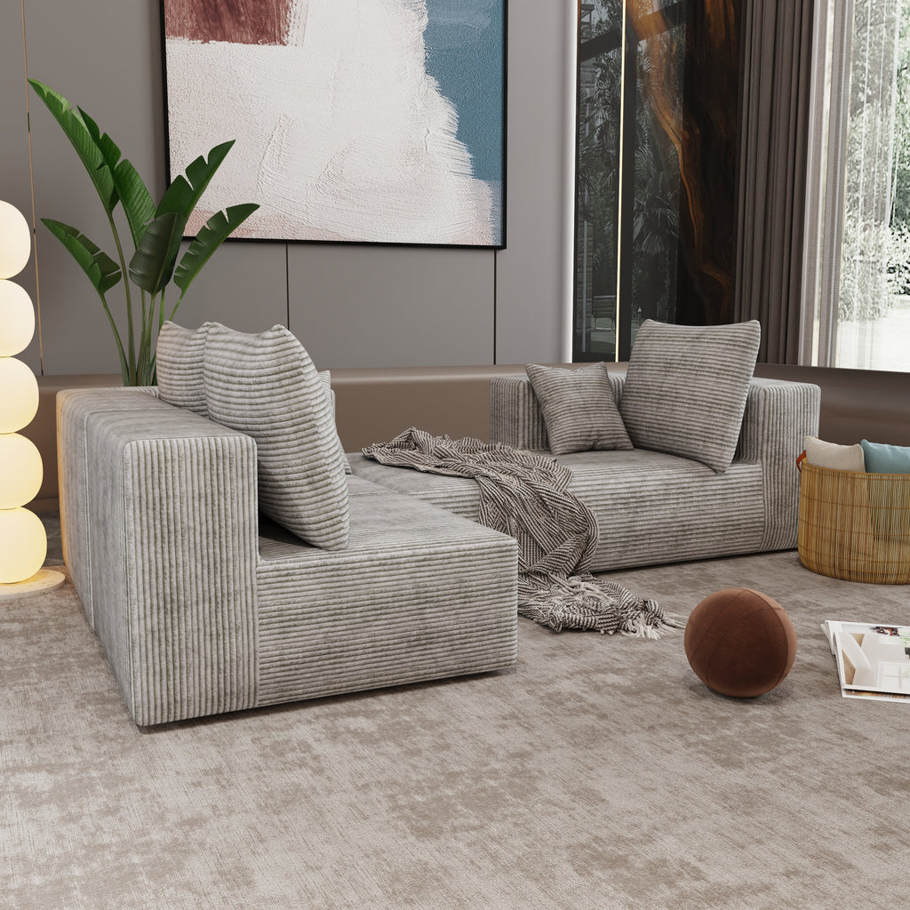 Corner combination sofa, sectional sofa ,couch sofa,sofa bed, made of high-density sponge and soft plush fabric, with multiple combinations available(gray)