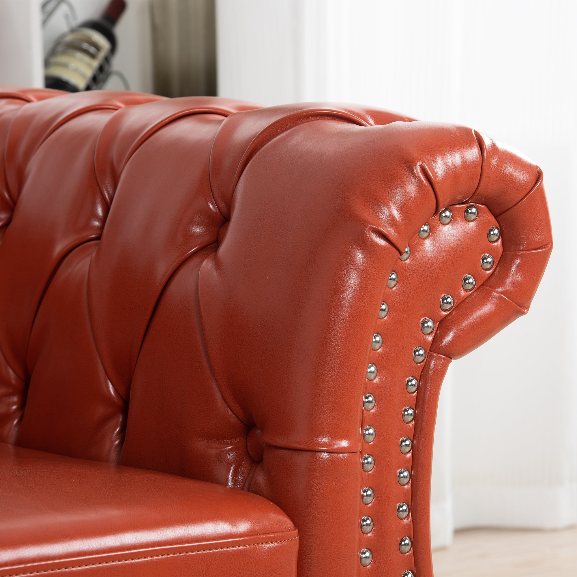 84.65' Rolled Arm Chesterfield 3 Seater Sofa