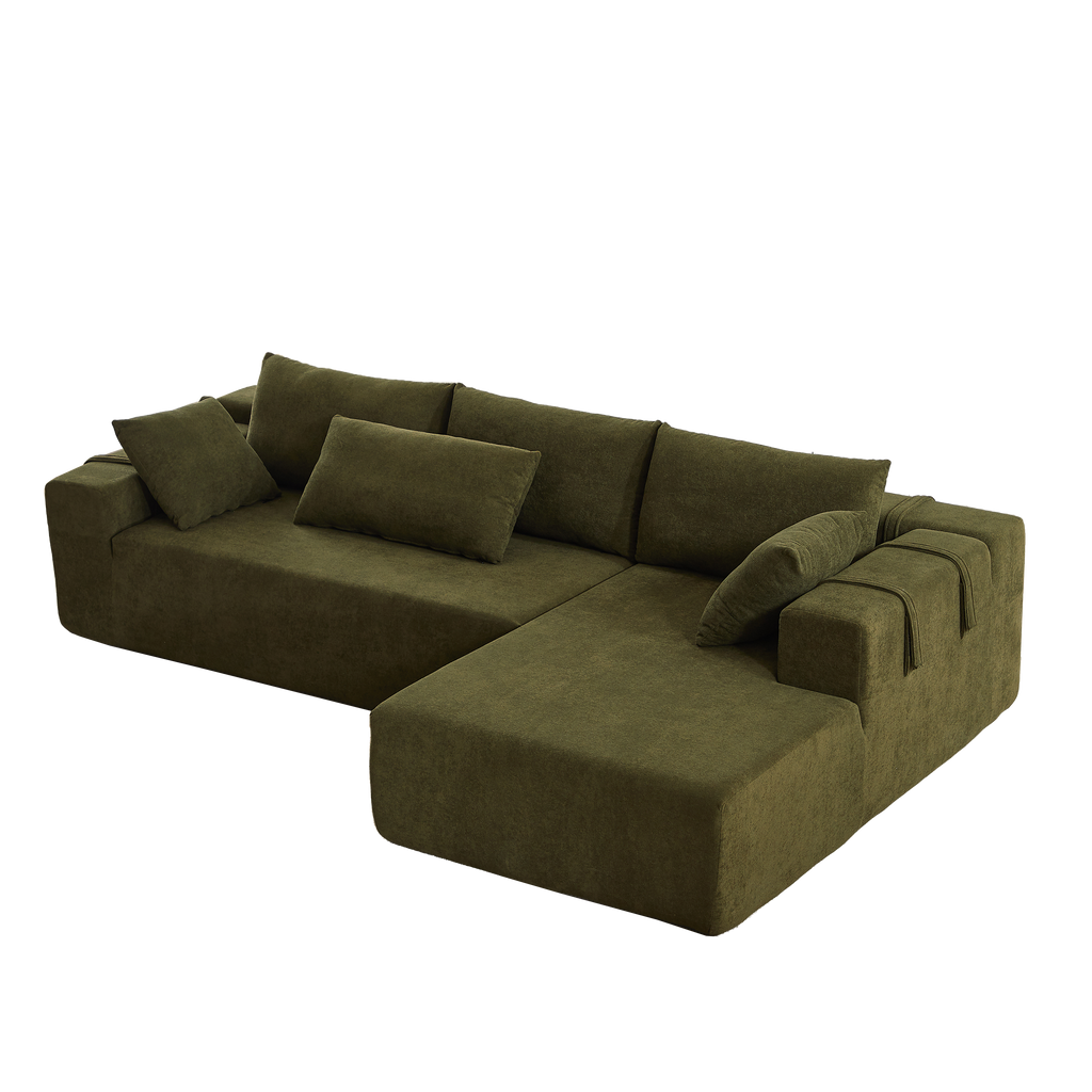 Modern Chenille Upholstered Sectional Sofa Couch Set,Modular 108' L Shaped Sectional Living Room Sofa Set With 6 Pillows,Free Combination Sofa Couch for Living Room,Bedroom(Right Chaise)