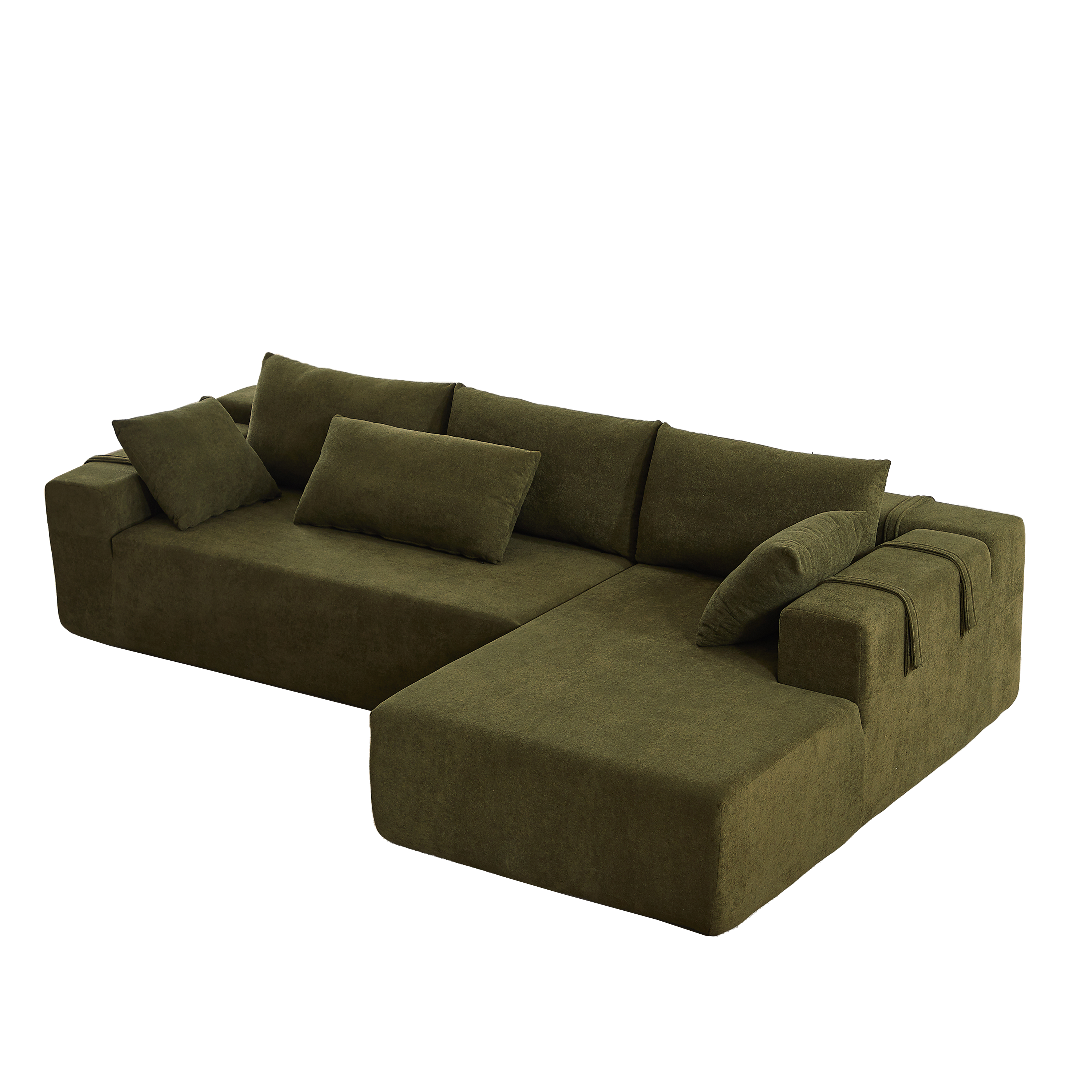 Modern Chenille Upholstered Sectional Sofa Couch Set,Modular 108' L Shaped Sectional Living Room Sofa Set With 6 Pillows,Free Combination Sofa Couch for Living Room,Bedroom(Right Chaise)
