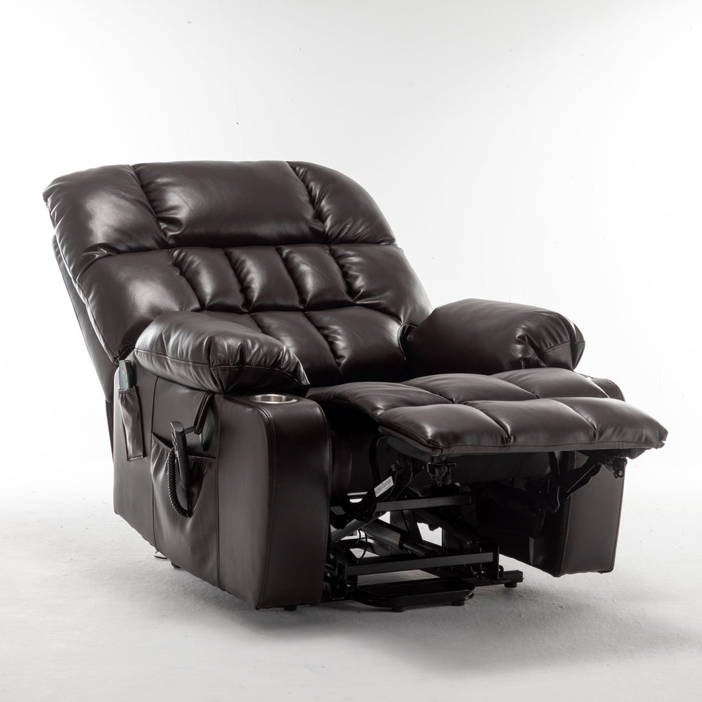 Lift Chair for Big and Tall Person with Inconvenient Legs: High Density Foam Lift Sofa with Heat and Massage, 2 Pockets, 2 Cup Holder, 2 Remote, OKIN Motor