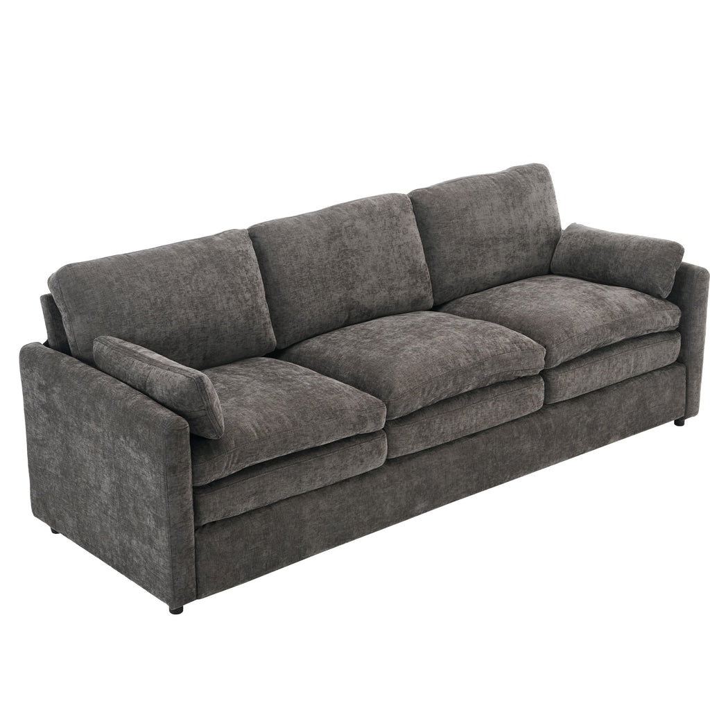89'  Cozy Upholstered 3-seater Sofa Oversized Comfy Cloud Sofa Double Cushion 3-seater Sofa Plush Cushion Sofa Couch for Living Room, Grey