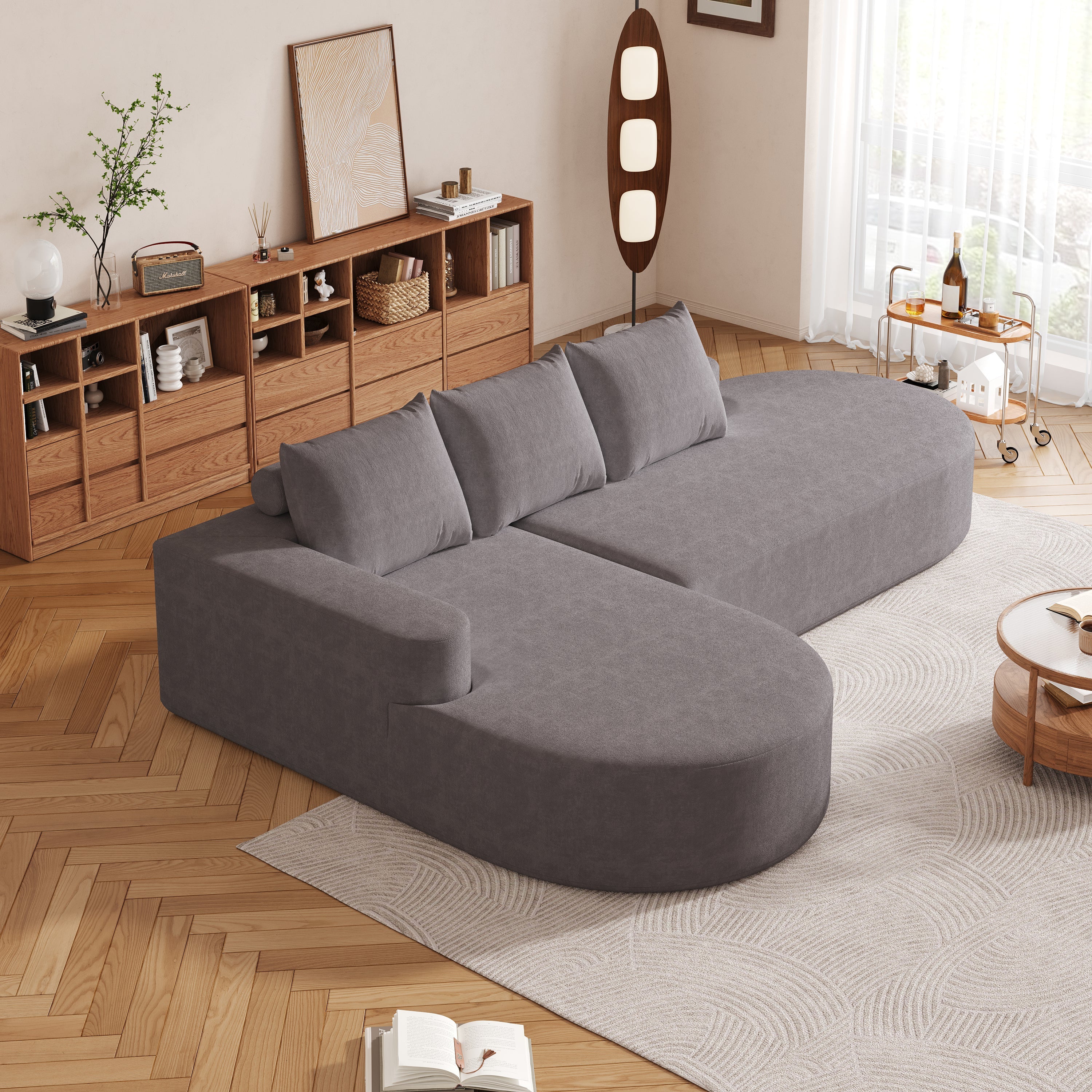 Modern Curved sofa ,Chenille Upholstered Sectional Sofa Couch Set,Modular 108.5' L Shaped Sectional Living Room Sofa Set With 3 Pillows,Free Combination Sofa Couch for Living Room,Bedroom