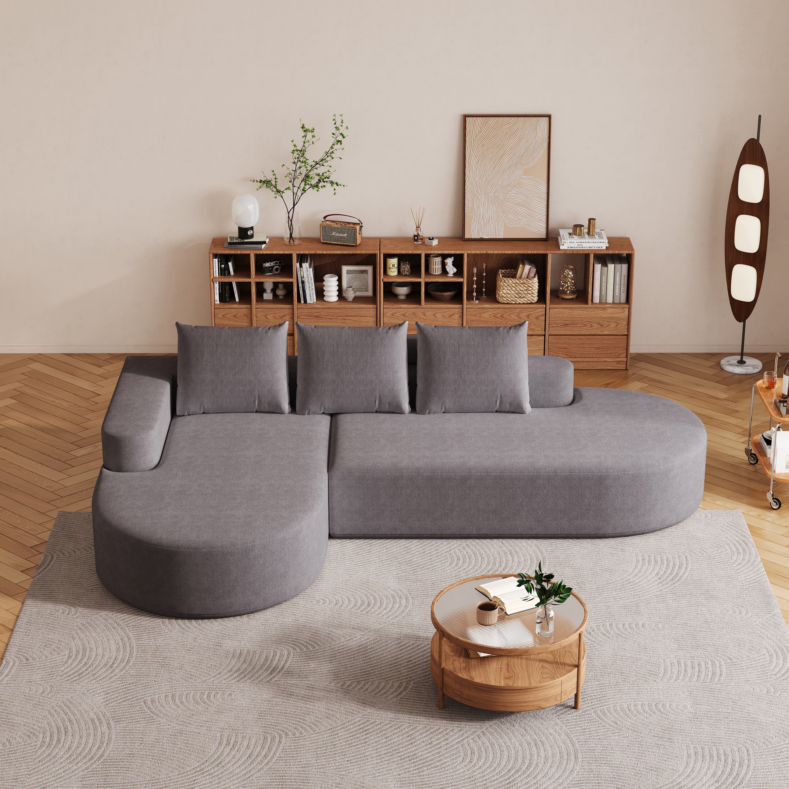 Modern Curved sofa ,Chenille Upholstered Sectional Sofa Couch Set,Modular 108.5' L Shaped Sectional Living Room Sofa Set With 3 Pillows,Free Combination Sofa Couch for Living Room,Bedroom