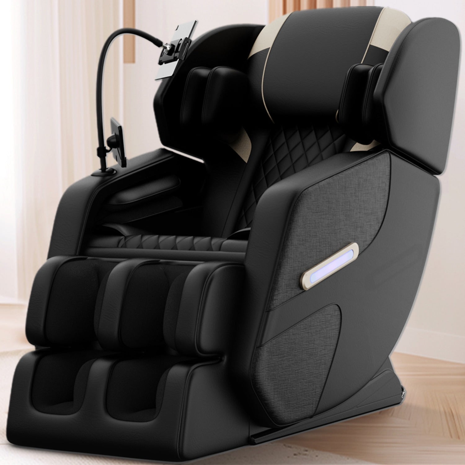 2025 Massage Chair Recliner with Zero Gravity, Full Body Air Pressure, Black, PU Leather