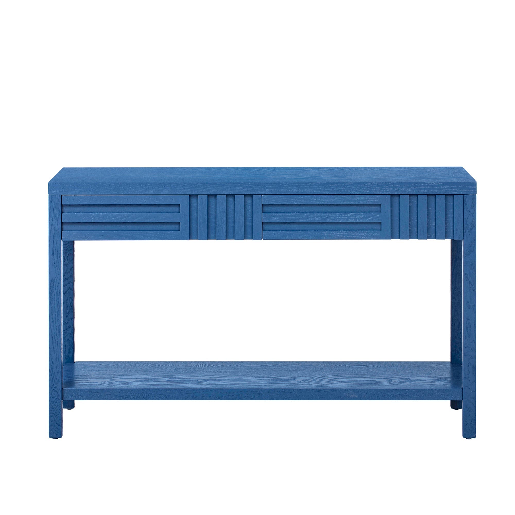 U_STYLE Modern Ash Veneer Console Table, Classic Striped Design, with 2 Drawers & Open Shelf, Perfect for Living Room, Hallway, Entryway, Study Room