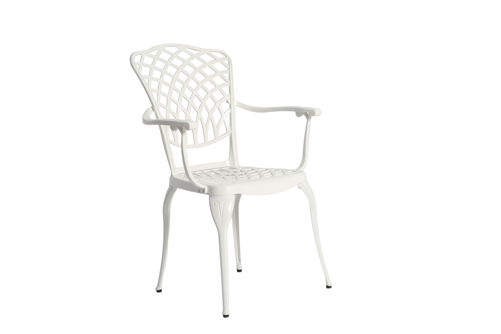 3 Piece Patio Bistro Set Cast Aluminum Bistro Table and Chairs Set of 2 with Umbrella Hole,All Weather Metal Bistro Table Set,Outdoor Patio Furniture Set for Garden White
