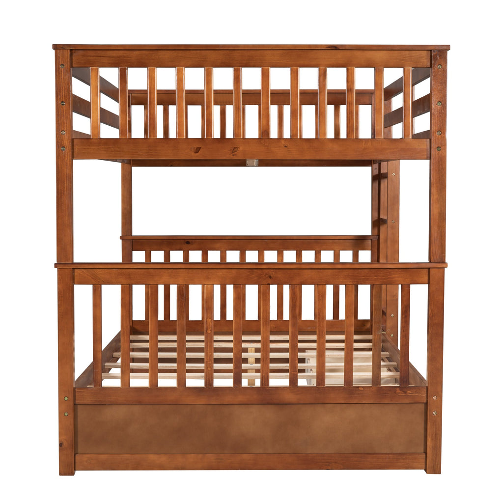 Full-Over-Full Bunk Bed with Ladders and Two Storage Drawers (Walnut)(OLD SKU:LT000365AAD)