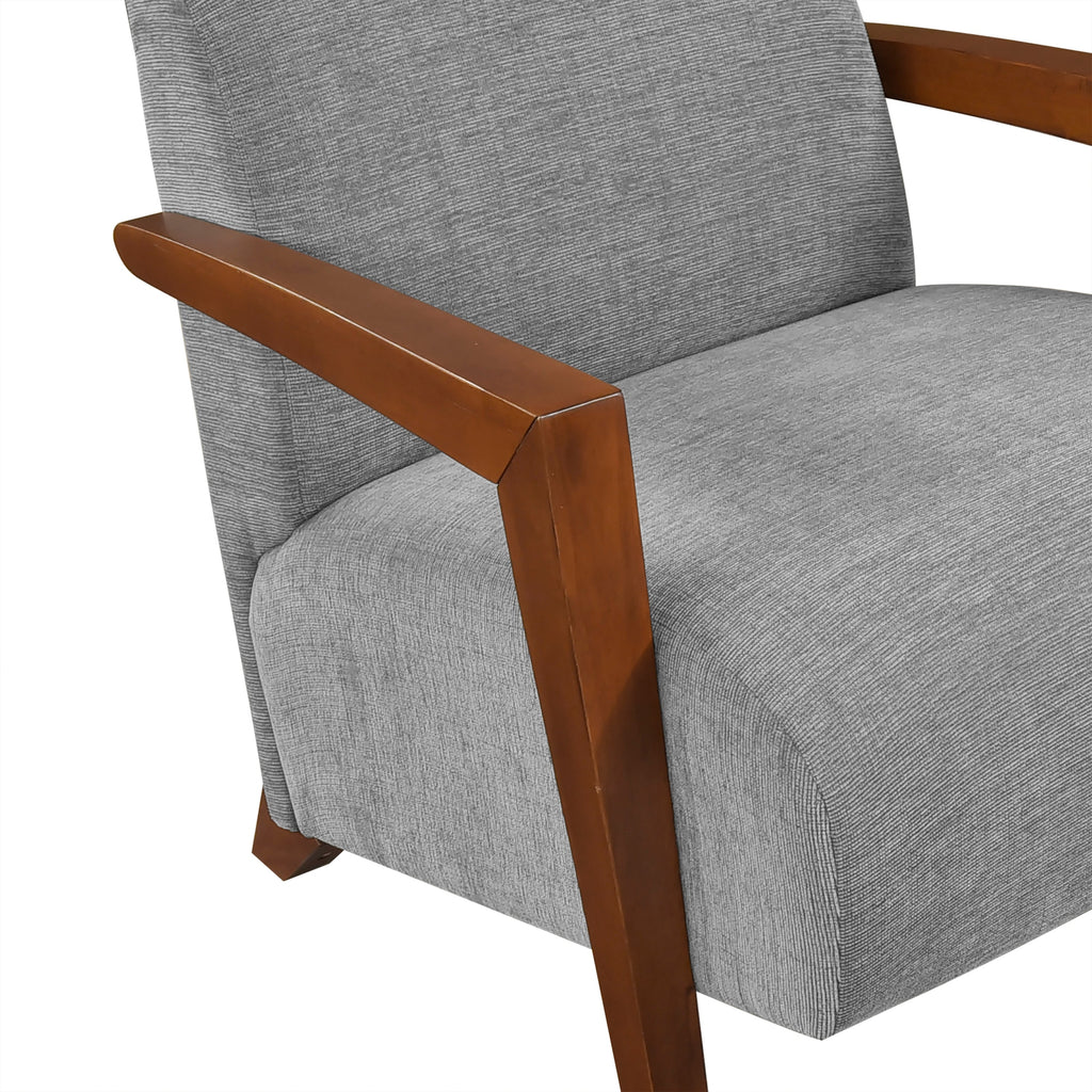 Ultra-Modern Accent Chair Gray Fabric Foam Seat Cushion Solid Wood Luxury Living Room Furniture 1pc