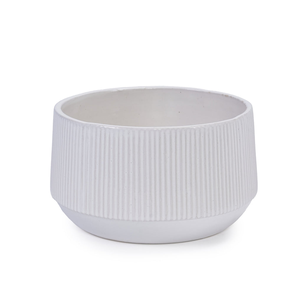 2 Pieces Ceramic Flowerpot, Modern Planter for Patio, Garden or Windowsills - Gloss White