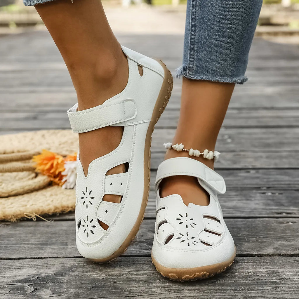 Cutout Velcro Straps Sandals