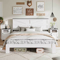 Full Bed Frame Headboard , Wood Platform Bed Frame , Noise Free,No Box Spring Needed and Easy Assembly Tool,Large Under Bed Storage,White