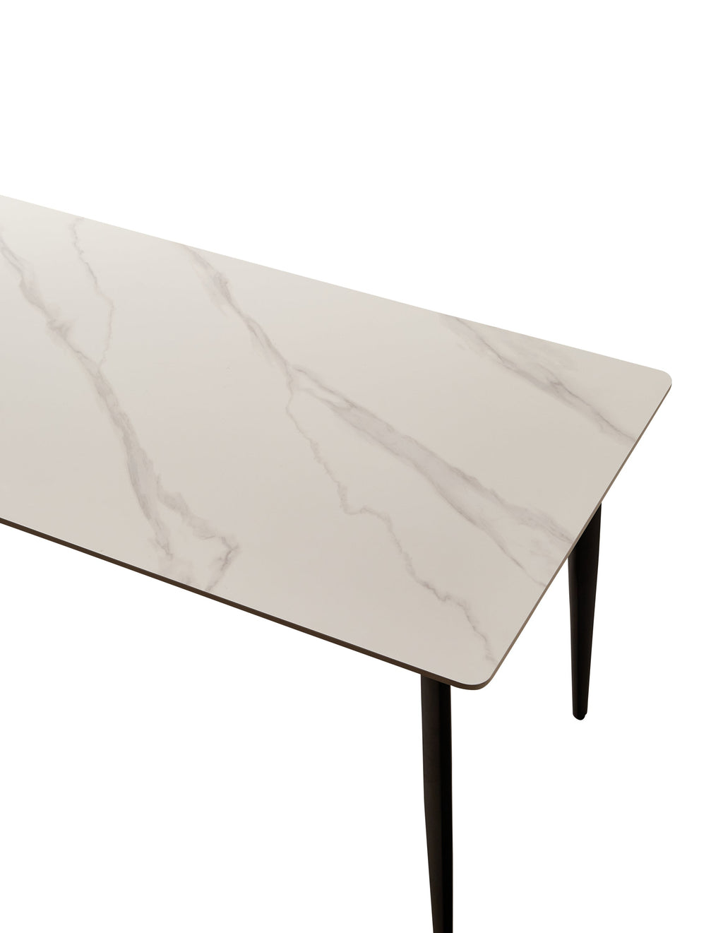 Mid Century Modern Dining Table 55 Inch Round White Sintered Stone Top Heavy Duty Metal Legs Waterproof Surface for Kitchen Dining Room or Office Furniture