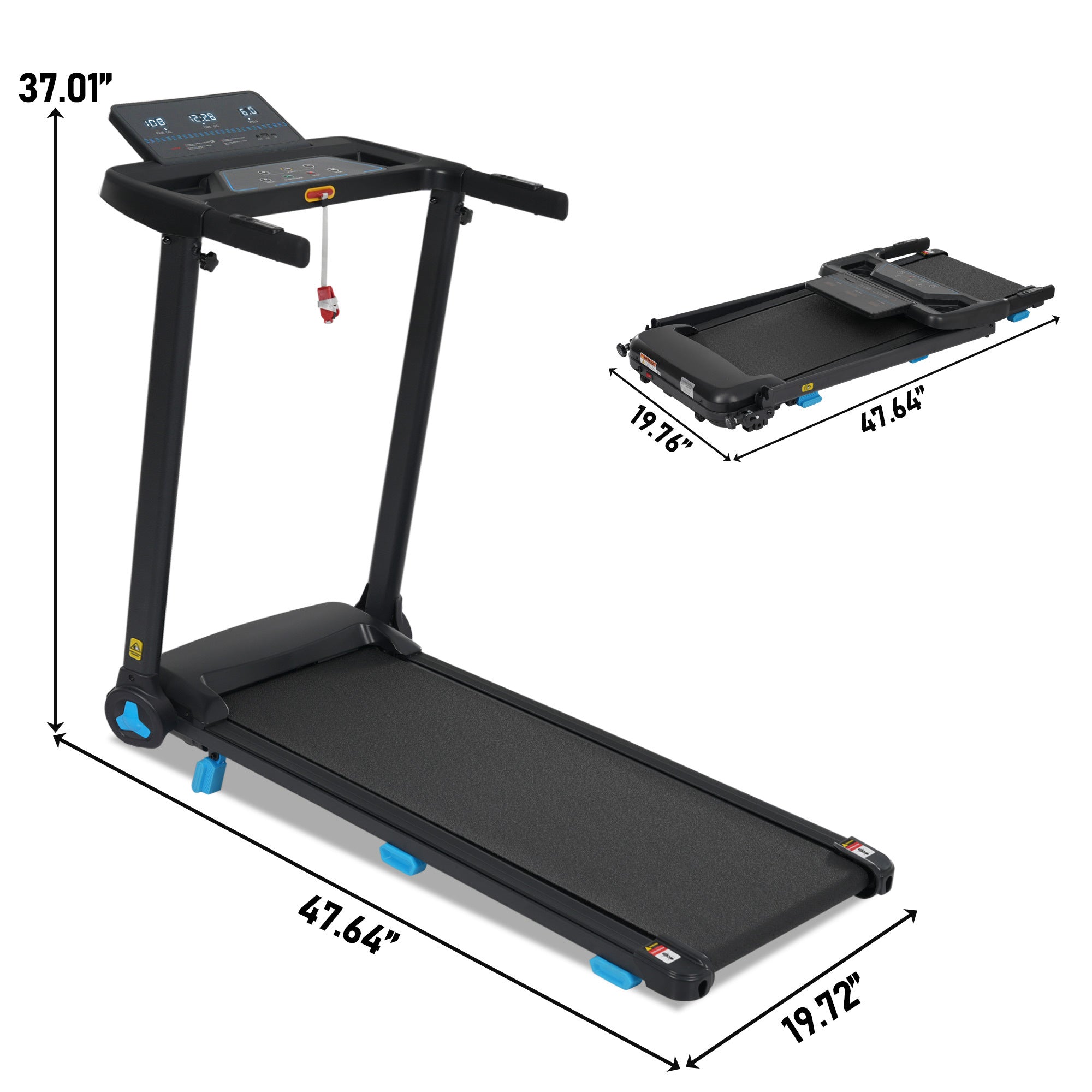 Folding Treadmills for Home Small, 3.0HP Portable Treadmill with 8% Incline,10MPH Walking Pad with Incline, 300 LBS Walking Pad Treadmills with Bluetooth, Heart Rate Sensors,Charge Station