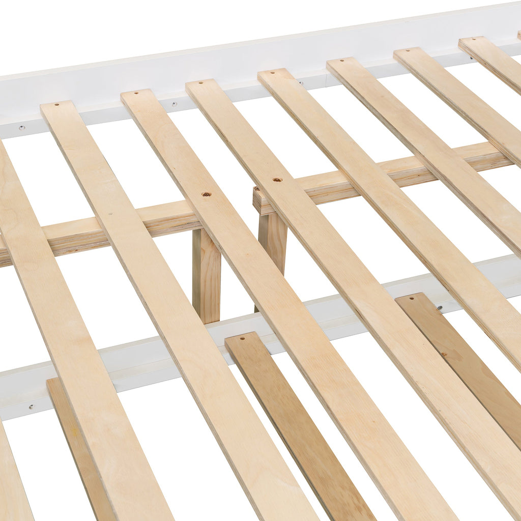 Full over Full Bunk Bed with Twin Size Trundle and Ladder-White(Old SKU: LT000204AAK)