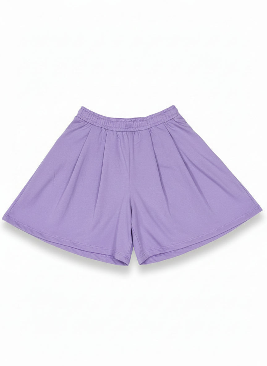 Purple Pleated Sweatshort