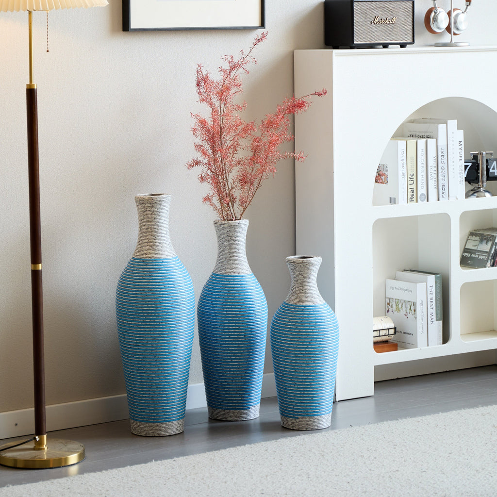 Desktop Vase, Brown Decorative Floor Vase, Classic and Neat Floor Vase, High Independent Flower Stand, Artificial Vine Vase, PVC Floor Vase, Home Decoration Flower Stand Set of 3 pieces