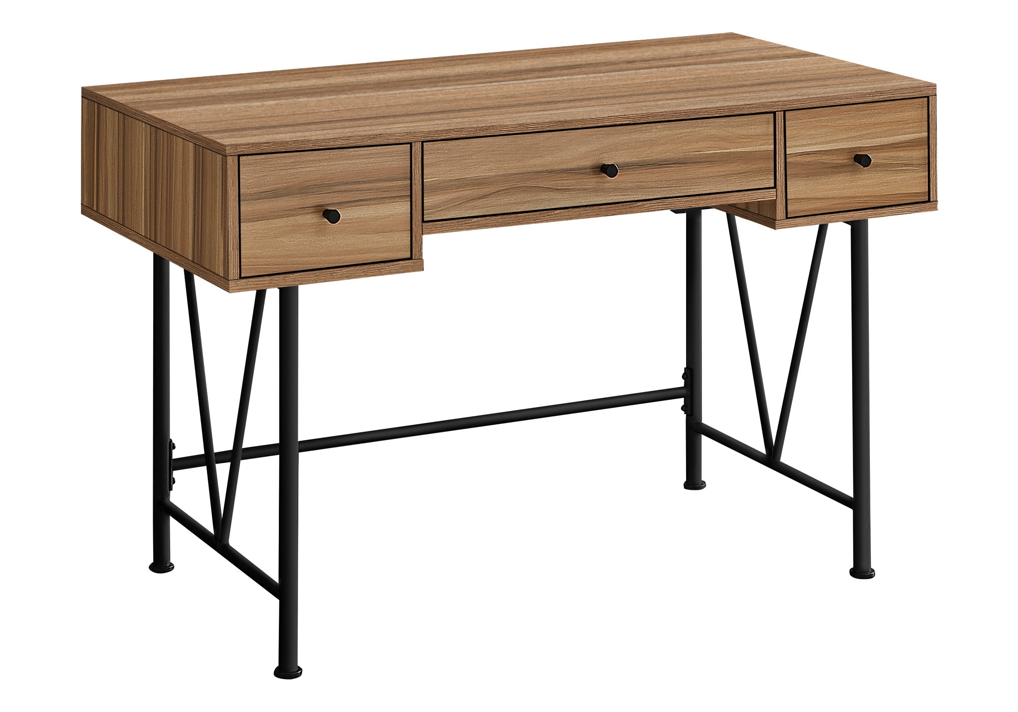 Computer Desk, Home Office, Laptop, Storage Drawers, 48'l, Work, Brown Laminate, Black Metal, Transitional