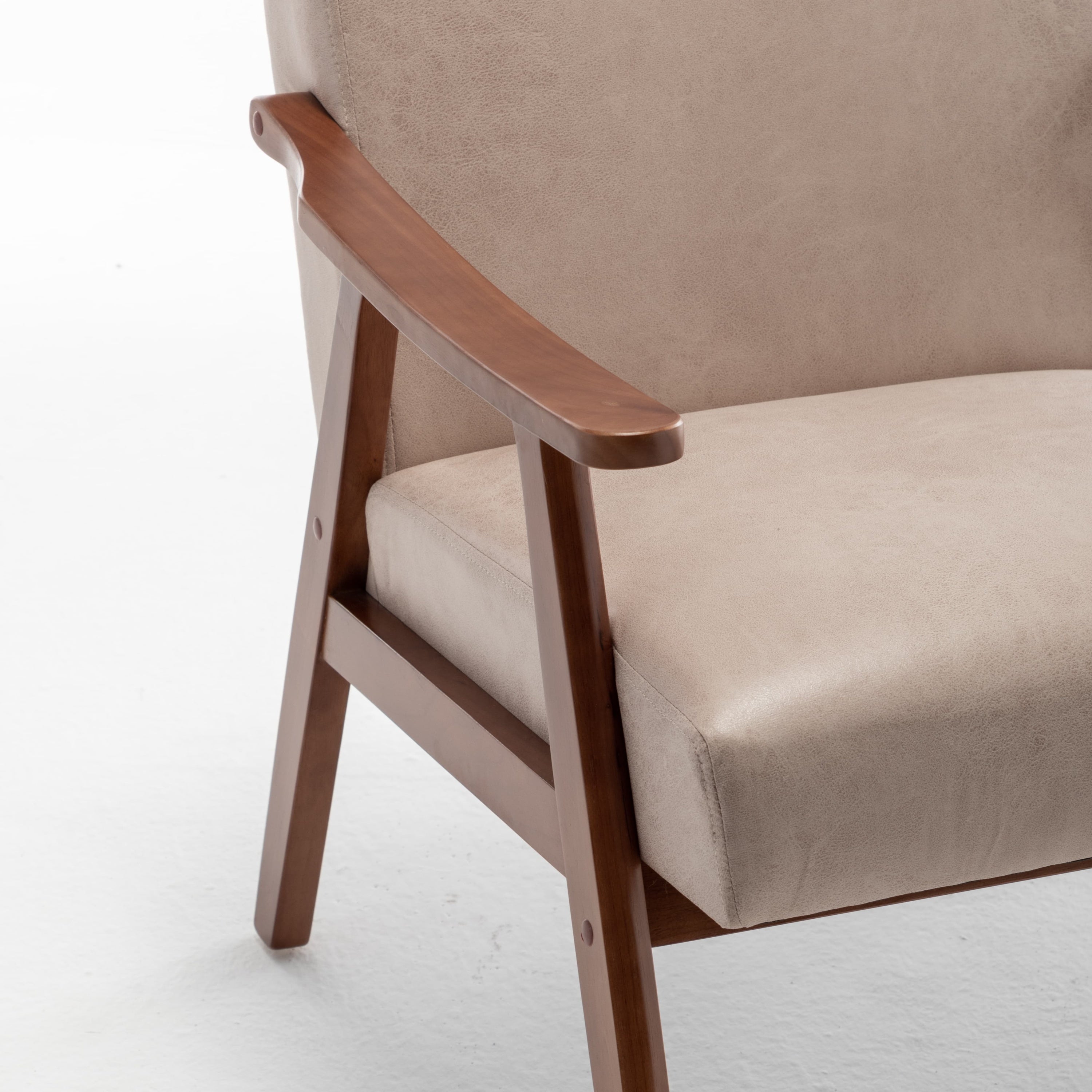 Mid-Century Modern Chair, Living Room Chair with Solid Wood Frame, Accent Chair Extra-Thick Backrest, Wingback Chair for Bedroom, Reading Room, Living Room, Lounge Chair Indoor