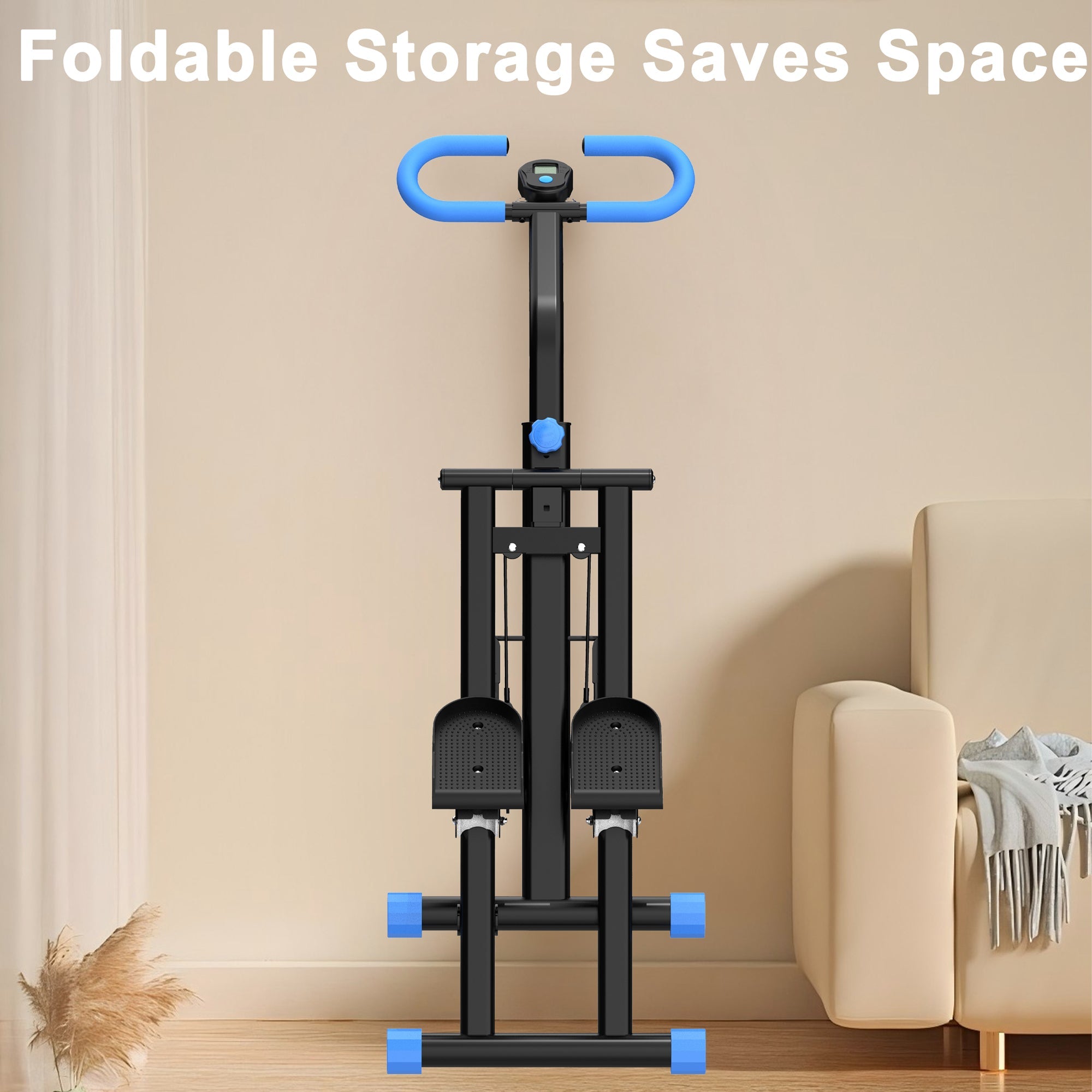 Stair Stepper for Home-Upgrade Vertical Climber Workout Machine for Full-Body Exercise Climber Fitness Equipment with Stable Frame Adjustable Handlebar-Blue