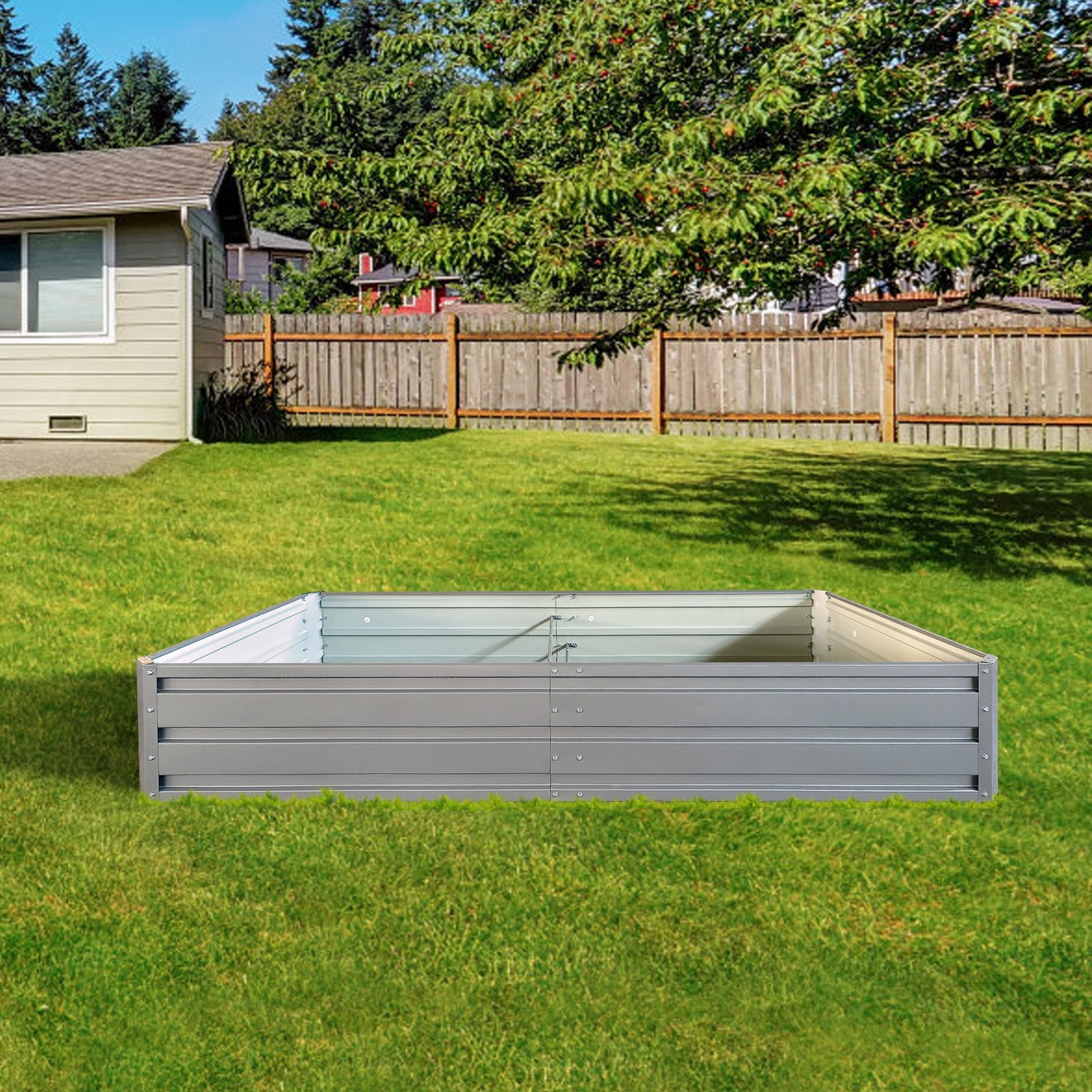 6x 3 x 1 ft (1 pack) Metal Garden Bed,Outdoor Planter Box Metal Patio Kit Planting Bed for Vegetables Flowers Herb,Grey