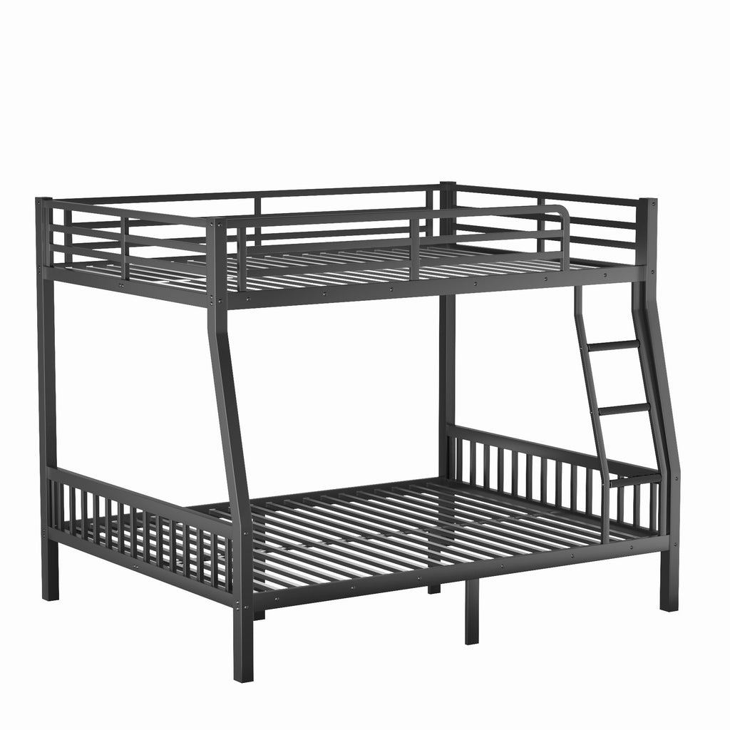 Full XL Over Queen Metal Bunk Bed with Ladder and Slats Support for Adults Teens, Black(Old SKU W2580S00002)