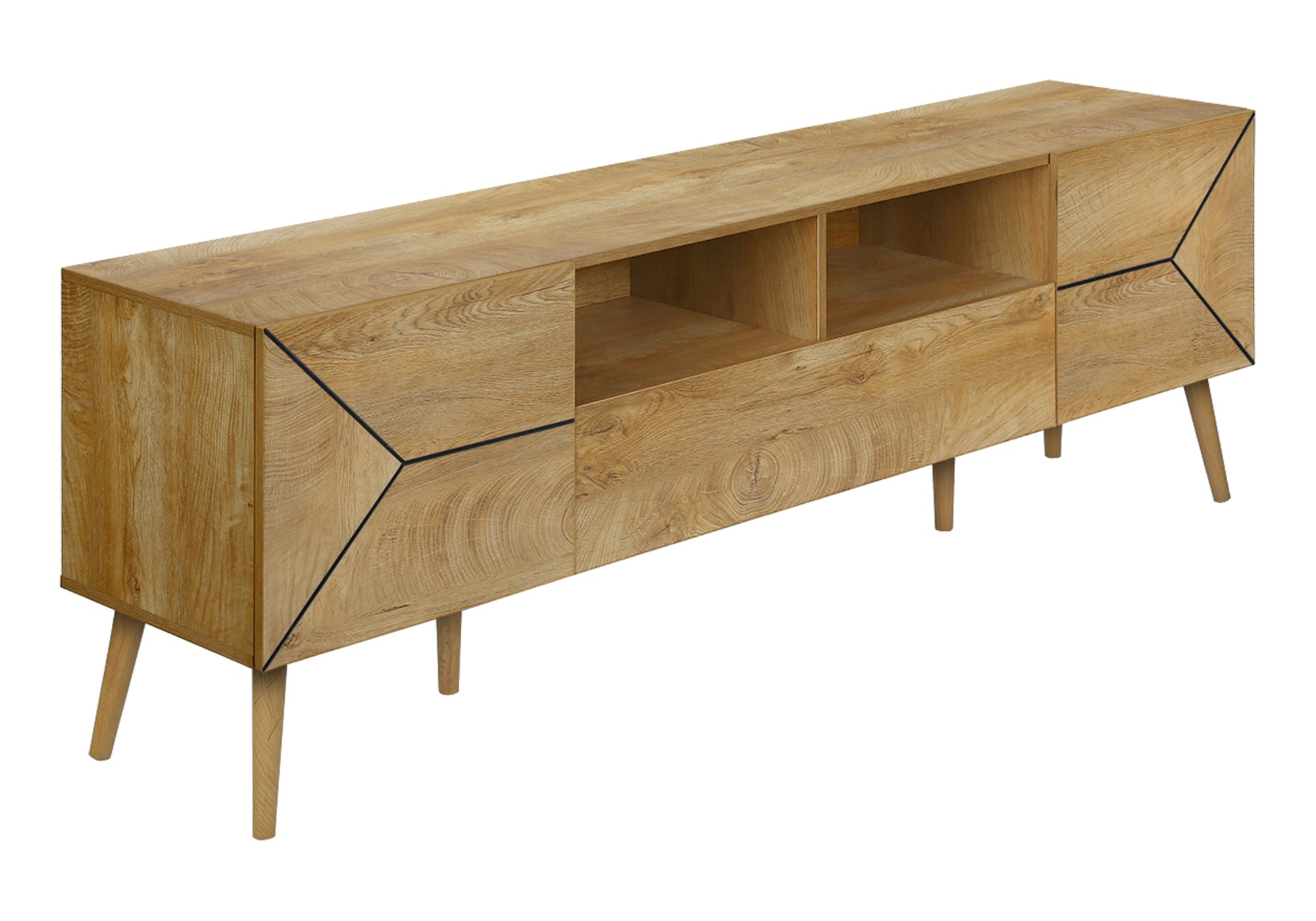 Tv Stand, 72 Inch, Console, Media Entertainment Center, Storage Drawer, Walnut Laminate, Mid Century, Modern