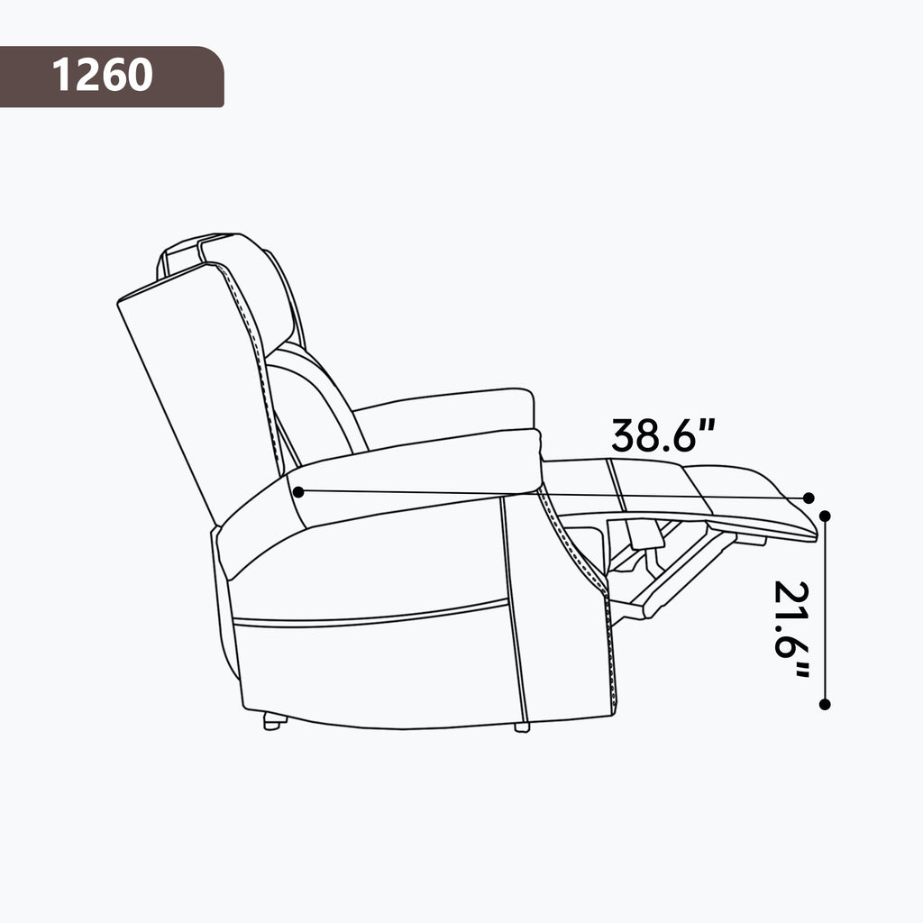 Brown Manual Recliner Chair in Faux Leather for Living Room with Heavy Duty Motion Mechanism, 8 vibrating nodes and 3 massage modes