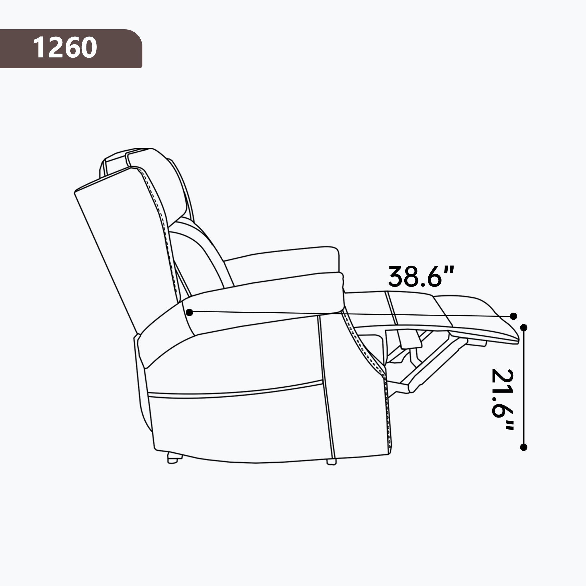 Brown Manual Recliner Chair in Faux Leather for Living Room with Heavy Duty Motion Mechanism, 8 vibrating nodes and 3 massage modes