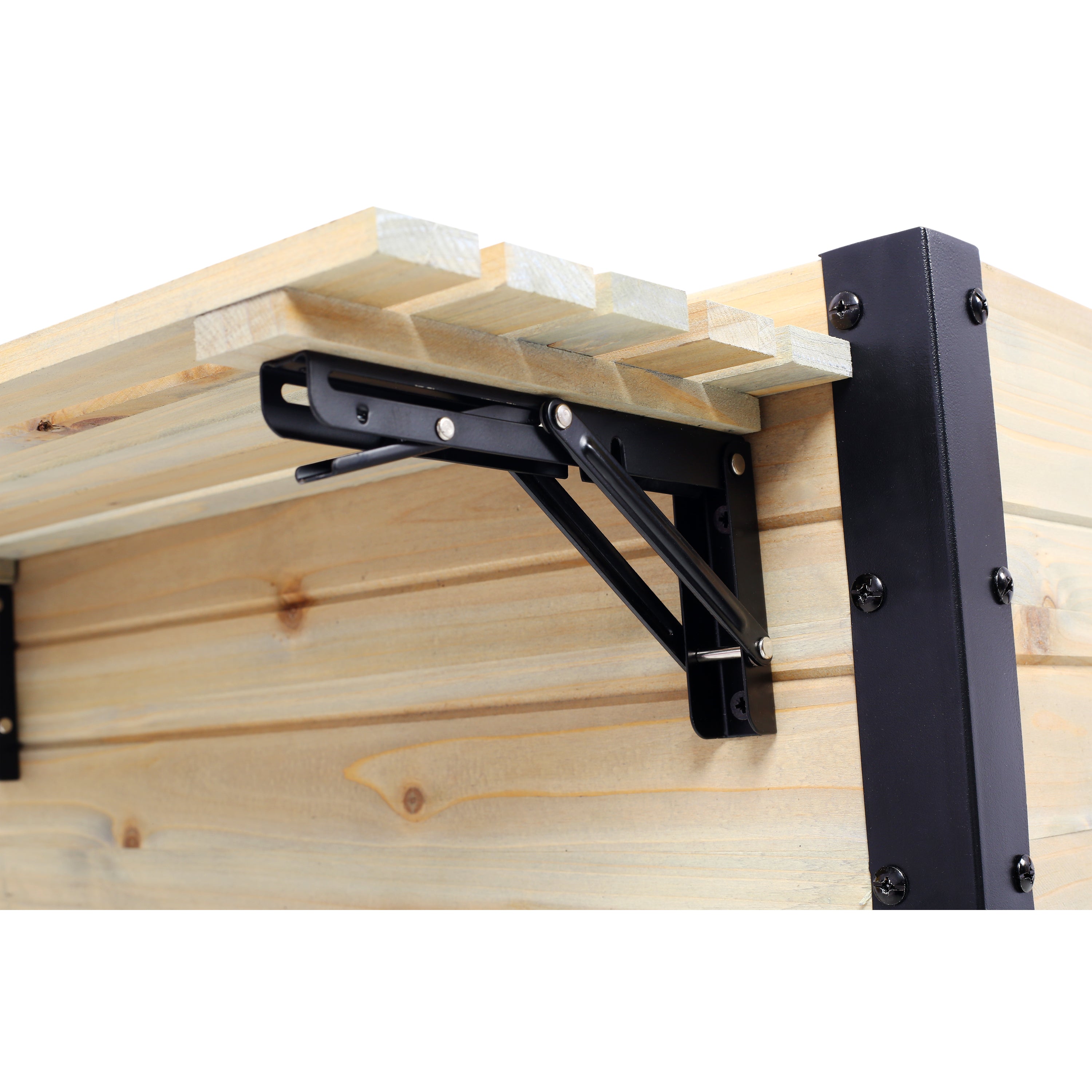 Raised Garden Bed with Metal Legs and Folding Storage Shelf for Outdoor Patio, Deck, Balcony