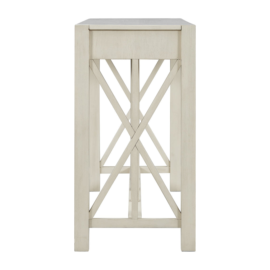 U_Style 60''Acacia Veneer Console Table with 4 Spacious Drawers, Modern Crisscross Design Entryway Table with Open Bottom Storage,Farmhouse Sofa Table for Living Room,Kitchen,Dining Room,Hallway
