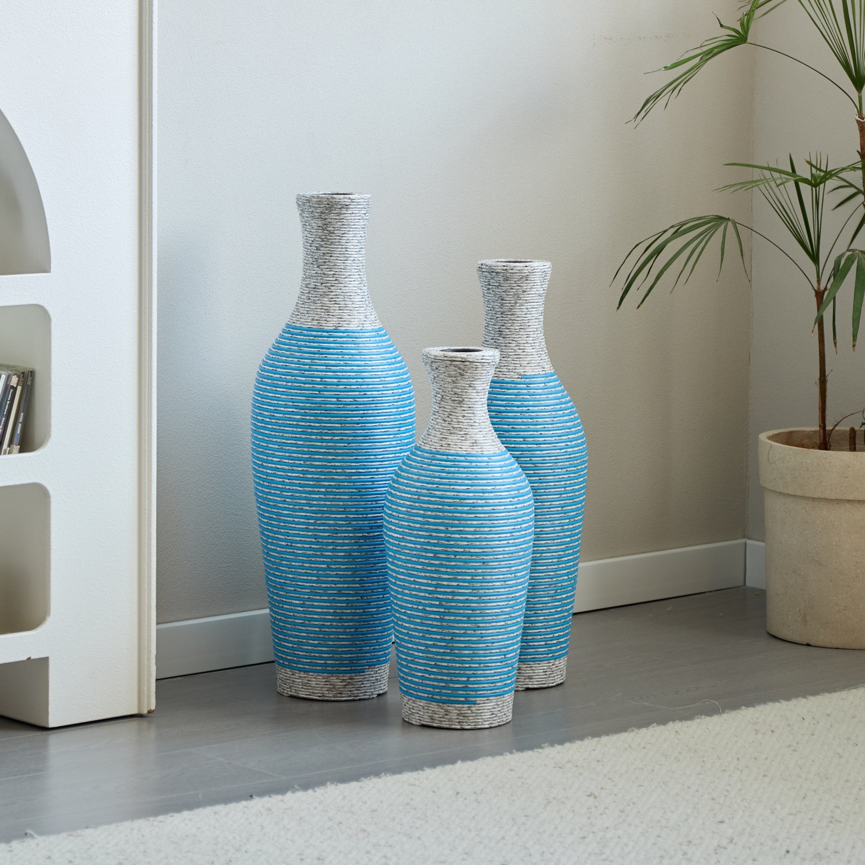 Desktop Vase, Brown Decorative Floor Vase, Classic and Neat Floor Vase, High Independent Flower Stand, Artificial Vine Vase, PVC Floor Vase, Home Decoration Flower Stand Set of 3 pieces