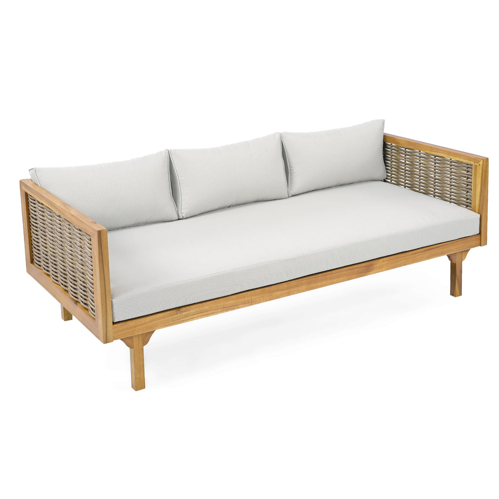 PATIO FURNITRE SETS : CLAREMONT 3 SEATER DAYBED + ACACIA WOOD TABLE