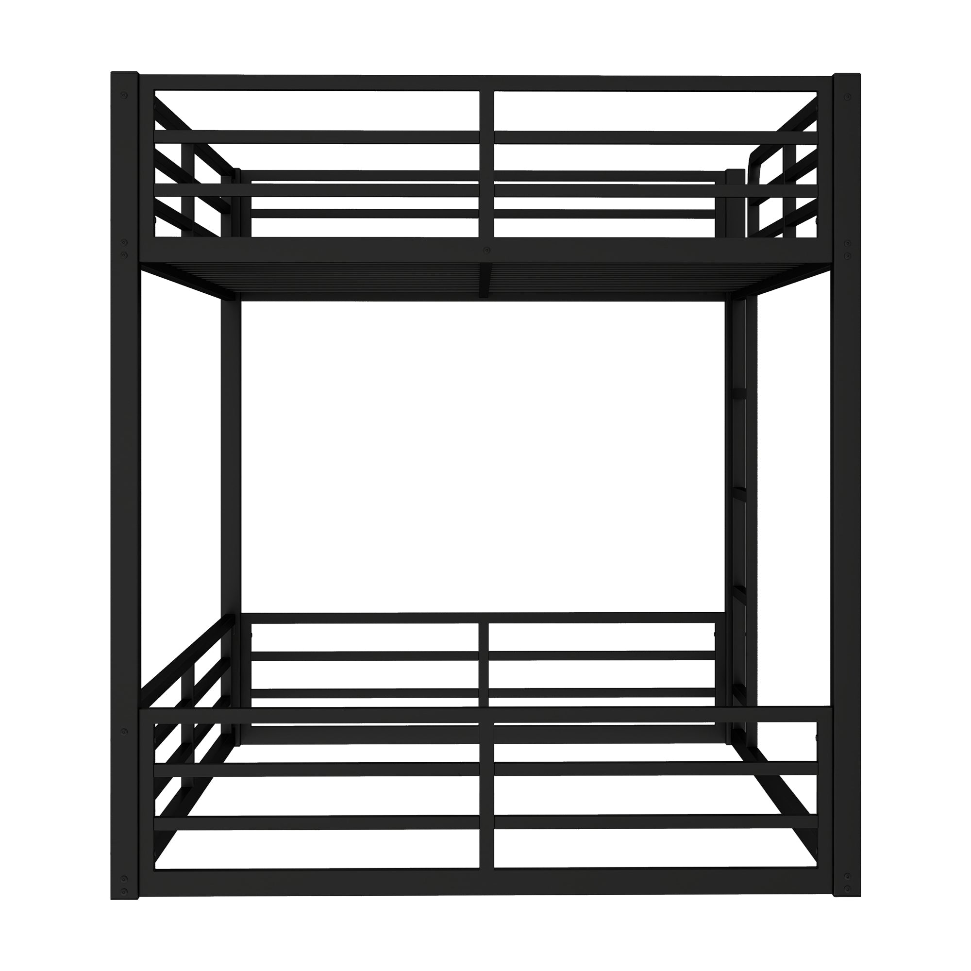 Metal Bunk Bed, Full XL over Full XL Floor Bunk Bed Frame,Heavy-Duty Bunk Bed for Kids, Teens, Adults, Noise-reduced Design, Black