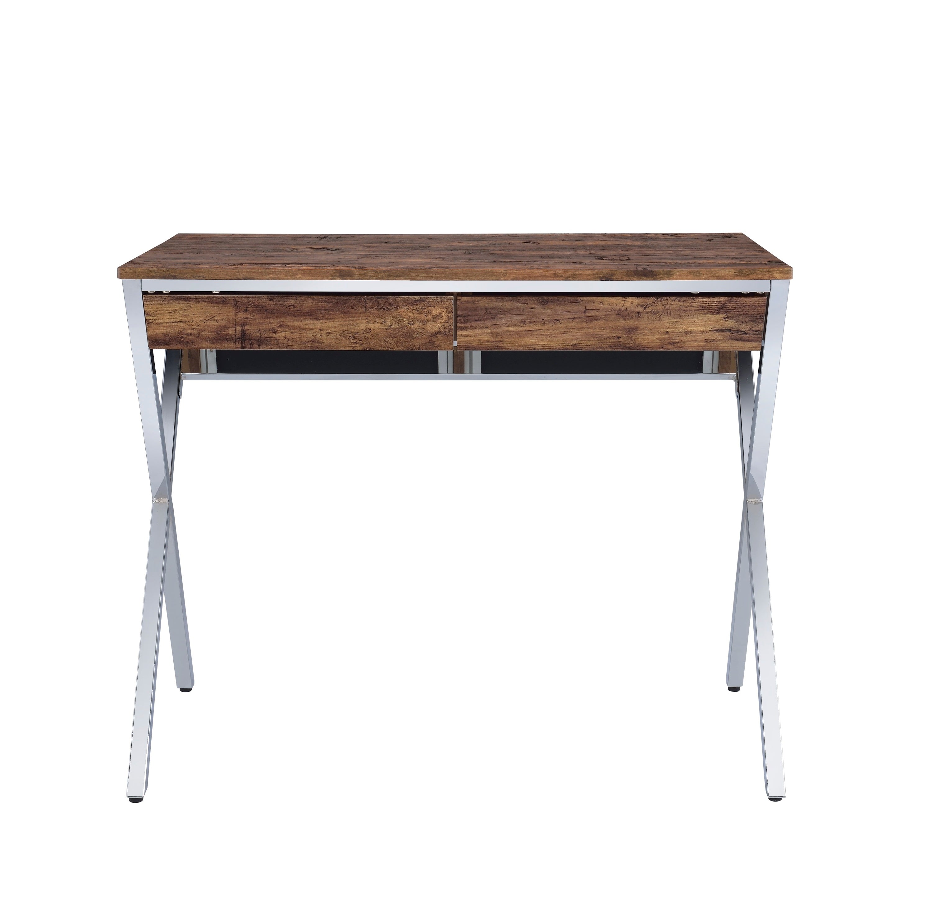 Callers Weathered Oak & Chrome Finish Writing Desk
