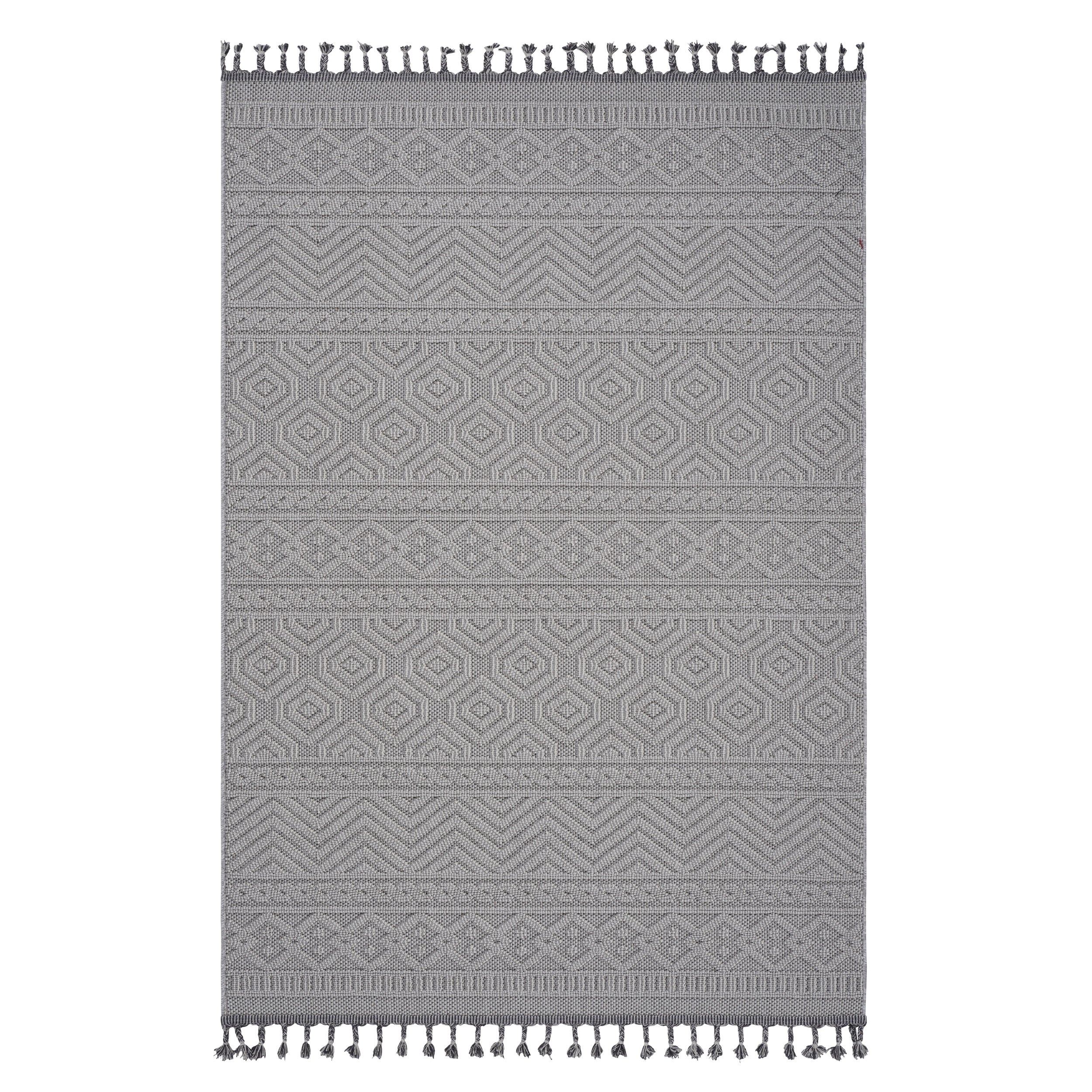 NAAR Guros Collection 8X10 White /Geometric Indoor/Outdoor Area Rug