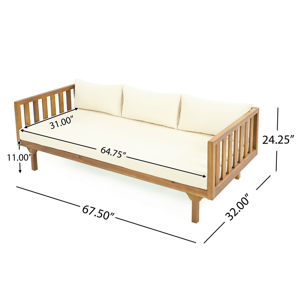 PATIO FURNITRE SETS : CLAREMONT 3 SEATER DAYBED + ACACIA WOOD TABLE