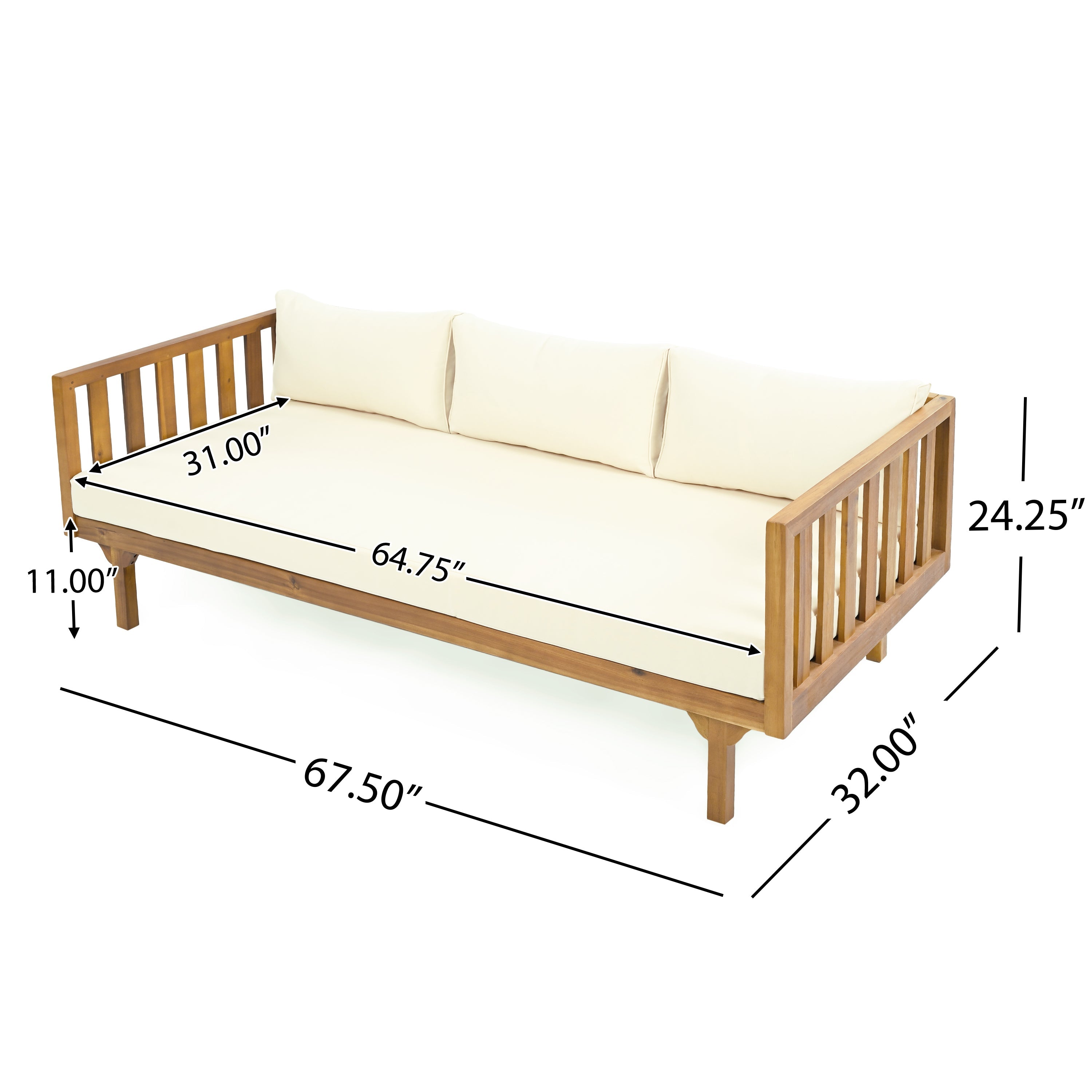 PATIO FURNITRE SETS : CLAREMONT 3 SEATER DAYBED + ACACIA WOOD TABLE