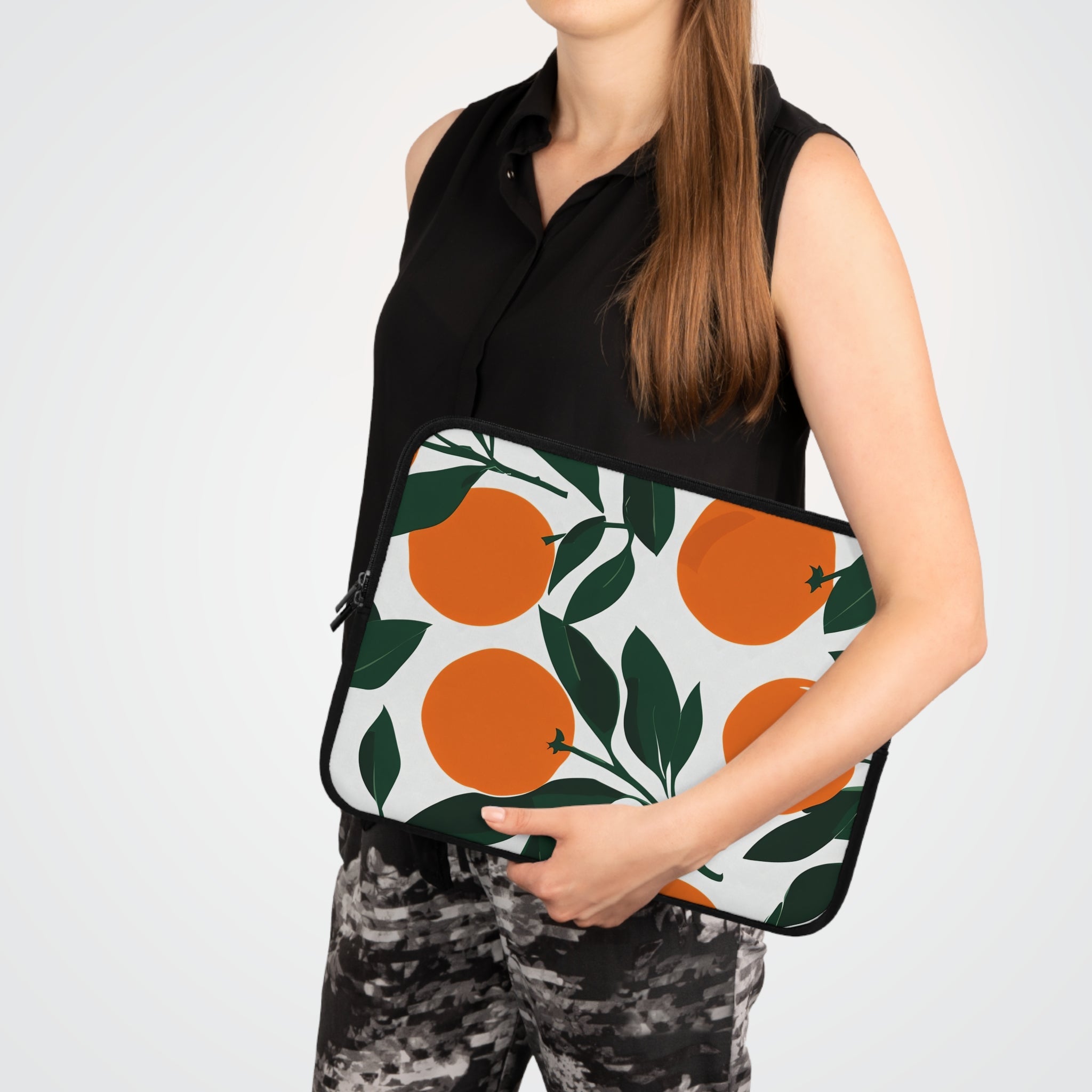 Orange Citrus Retro Laptop Sleeve | Playful Fruit Botanical Tech Cover