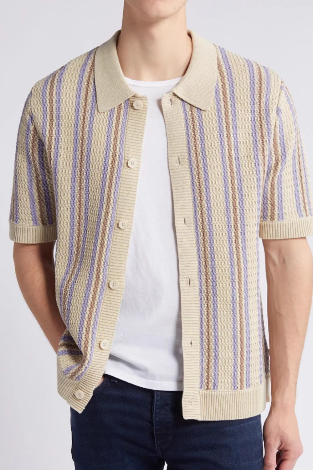 Striped Button Down Short Sleeve Shirt