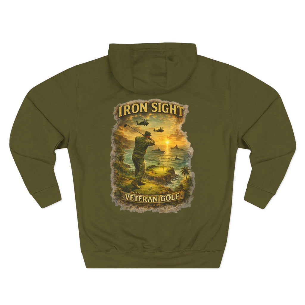 Veteran Golf Hoodie — "Cliff Shot" Military Veteran Golfing Design with Ships & Helicopters