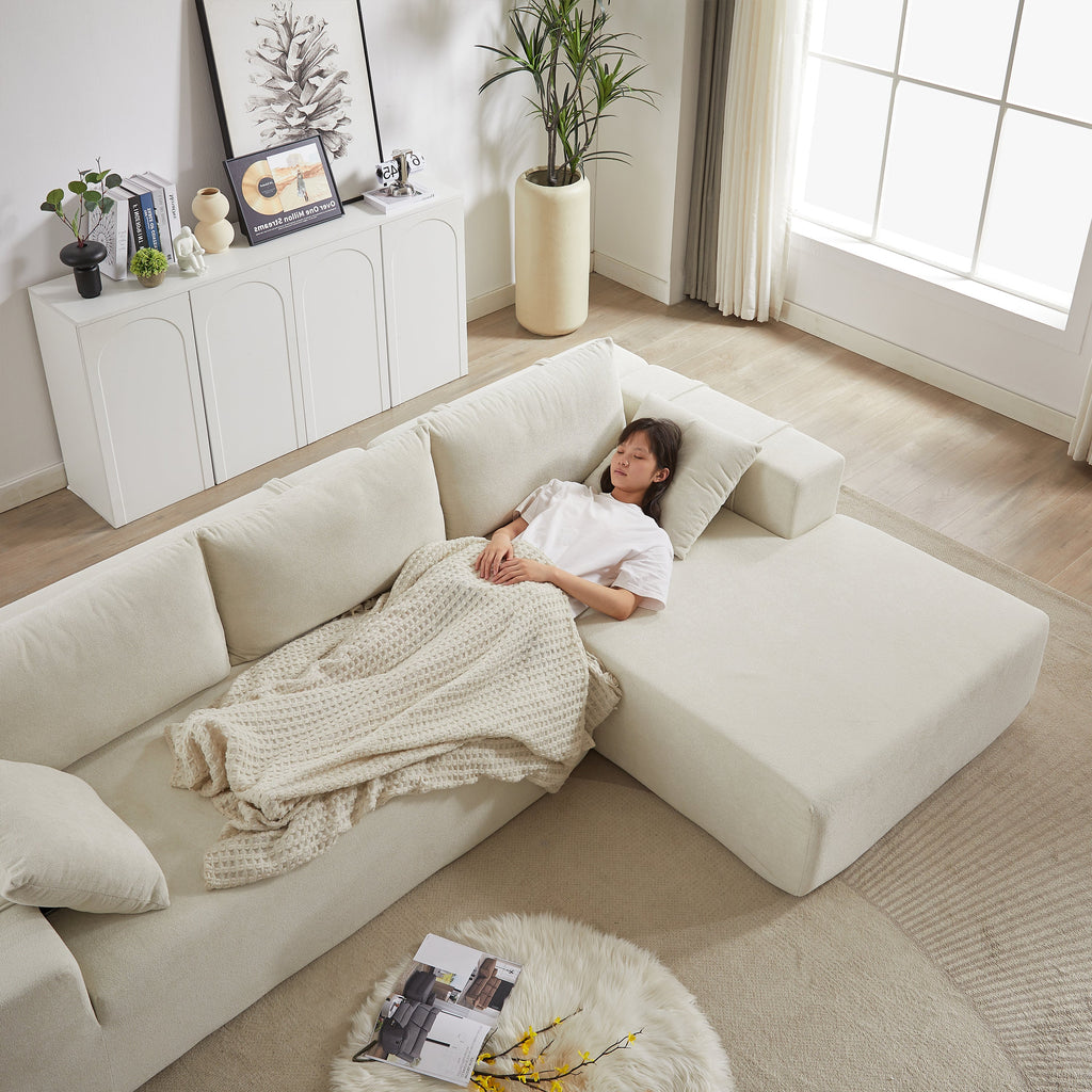 Modern Chenille Upholstered Sectional Sofa Couch Set,Modular 108' L Shaped Sectional Living Room Sofa Set With 6 Pillows,Free Combination Sofa Couch for Living Room,Bedroom(Right Chaise)