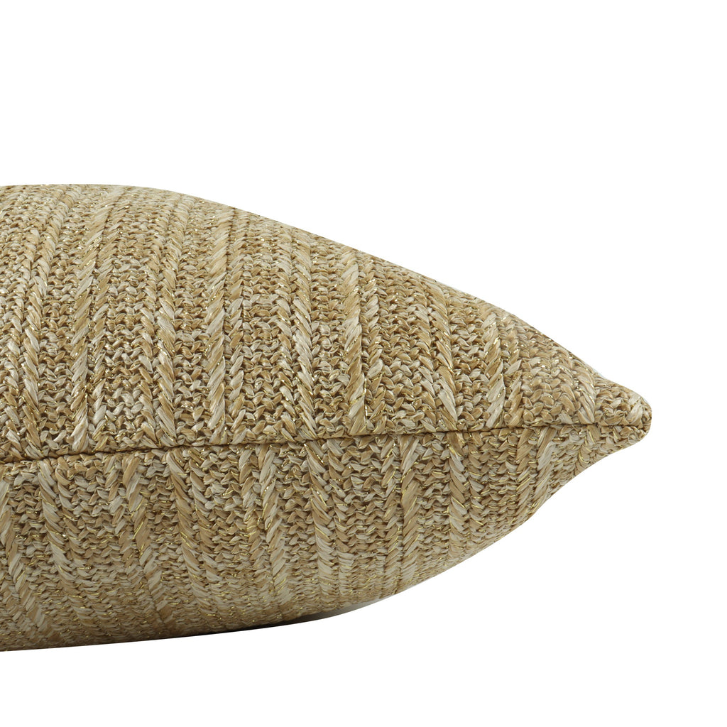 Outdoor/Indoor Throw Pillows, Decorative Throw Pillows with Inserts, Simulated Straw Weaving 18'x18' Square Pillows for Bed, Couch, Sofa and Patio Furniture (Set of 2)