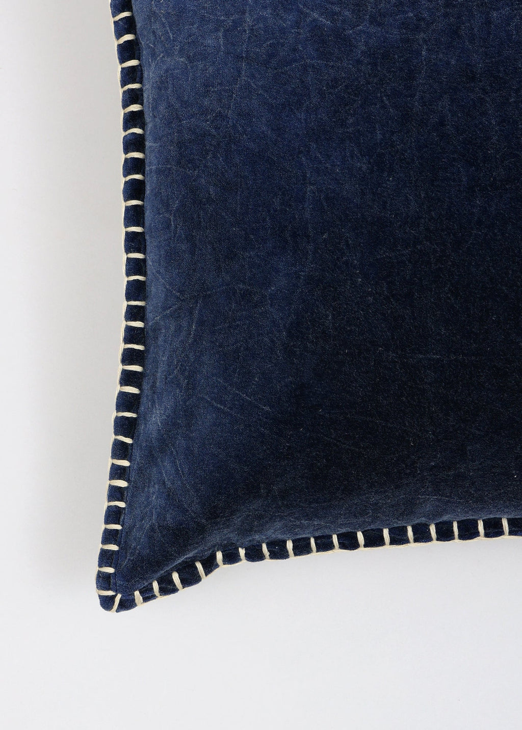 Stonewashed Cotton Velvet Throw Pillow with Decorative Handstiched Edges-19X19'