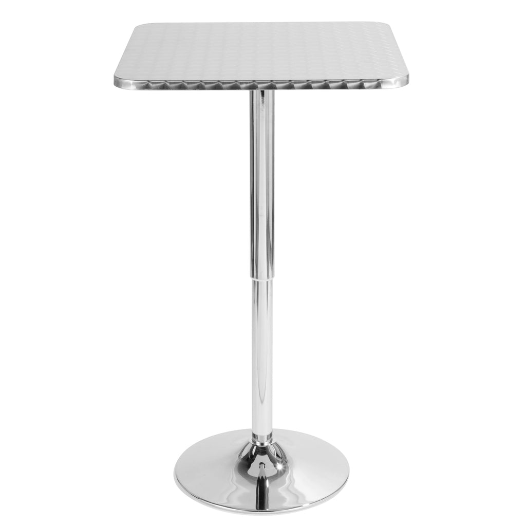 Bistro Contemporary Adjustable Square Bar Table in Silver by LumiSource