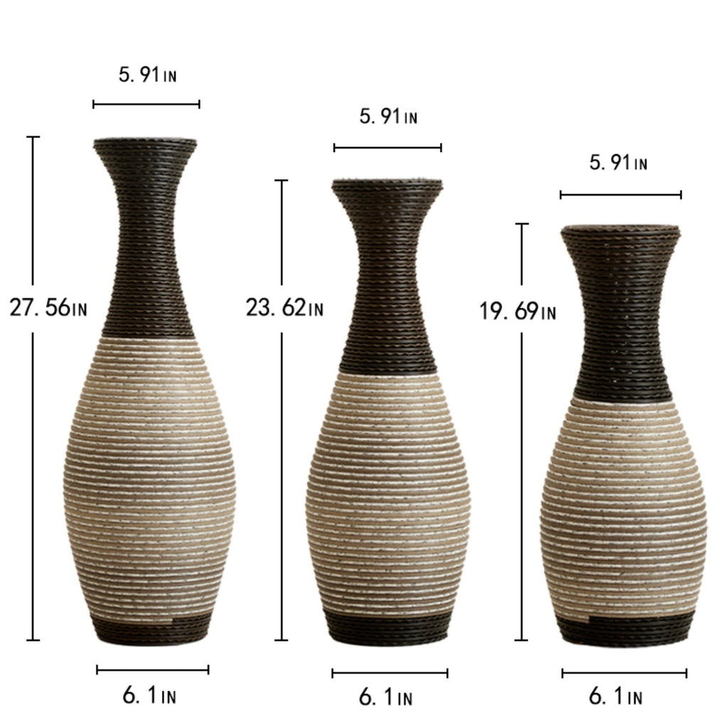 Desktop Vase, Brown Decorative Floor Vase, Classic and Neat Floor Vase, High Independent Flower Stand, Artificial Vine Vase, PVC Floor Vase, Home Decoration Flower Stand Set of 3 pieces