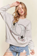 ADORA Rhinestone Accent Casual Sweatshirt