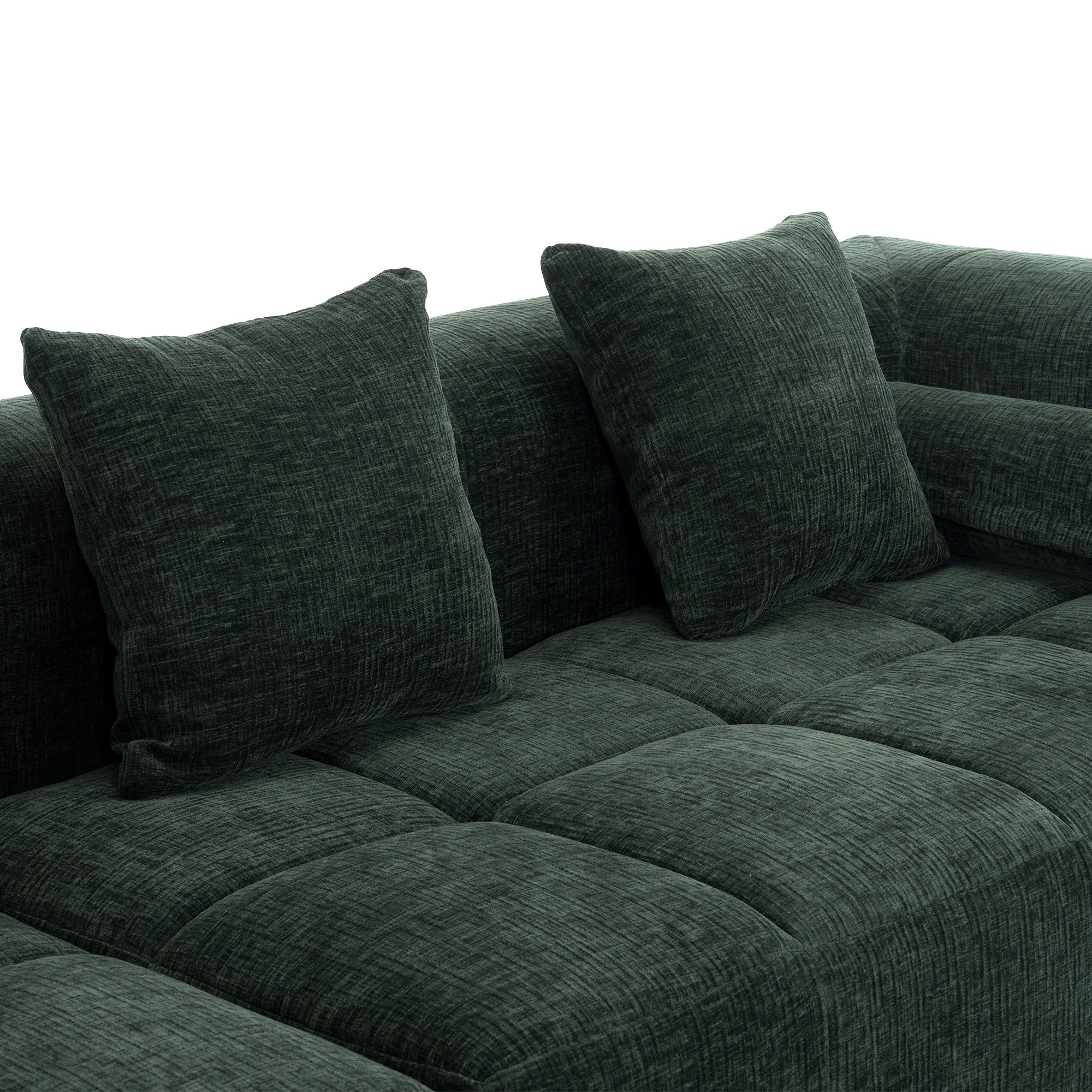 Modern Modular Sectional Sofa with Deep Seating, Green Chenille Fabric, 101.2'